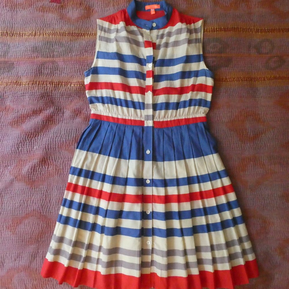 4th of July Perfection! Thomas Sires Silk/cotton striped dress - festive!